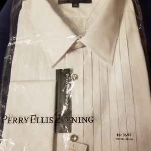 Perry Ellis Evening - Tuxedo evening dress shirt long sleeve - white